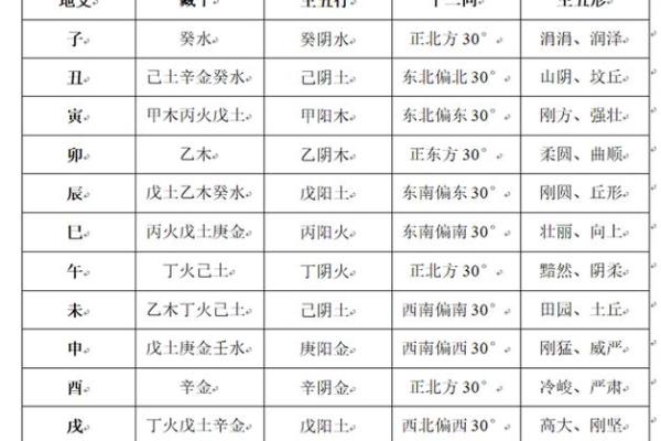 地支藏干速查表:轻松掌握八字命理核心要素 地支藏干速查表:轻松掌握八字命理核心要素