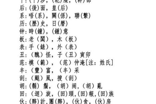 简字在五行中的分类与含义