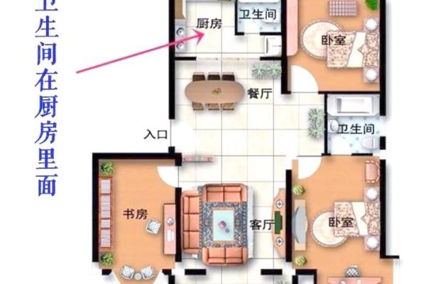 卧室位于厕所厨房中间，风水布局揭秘