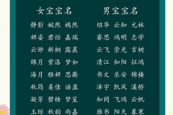 宋家新生儿取名指南