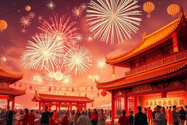 春节盛宴，团圆美满，赏花灯、放鞭炮，民俗文化大放异彩