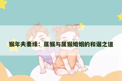 猴年夫妻缘：属猴与属猴婚姻的和谐之道