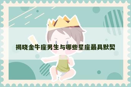 揭晓金牛座男生与哪些星座最具默契