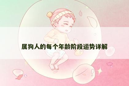 属狗人的每个年龄阶段运势详解