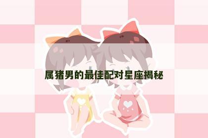 属猪男的最佳配对星座揭秘