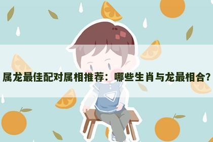 属龙最佳配对属相推荐：哪些生肖与龙最相合？