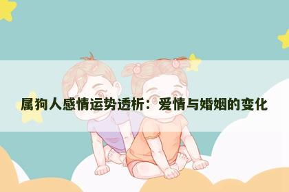 属狗人感情运势透析:爱情与婚姻的变化 属狗人感情运势透析:爱情与婚姻的变化